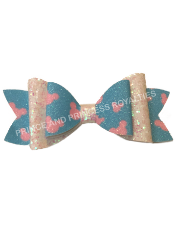 Blue/Pink/White Mickey Bow